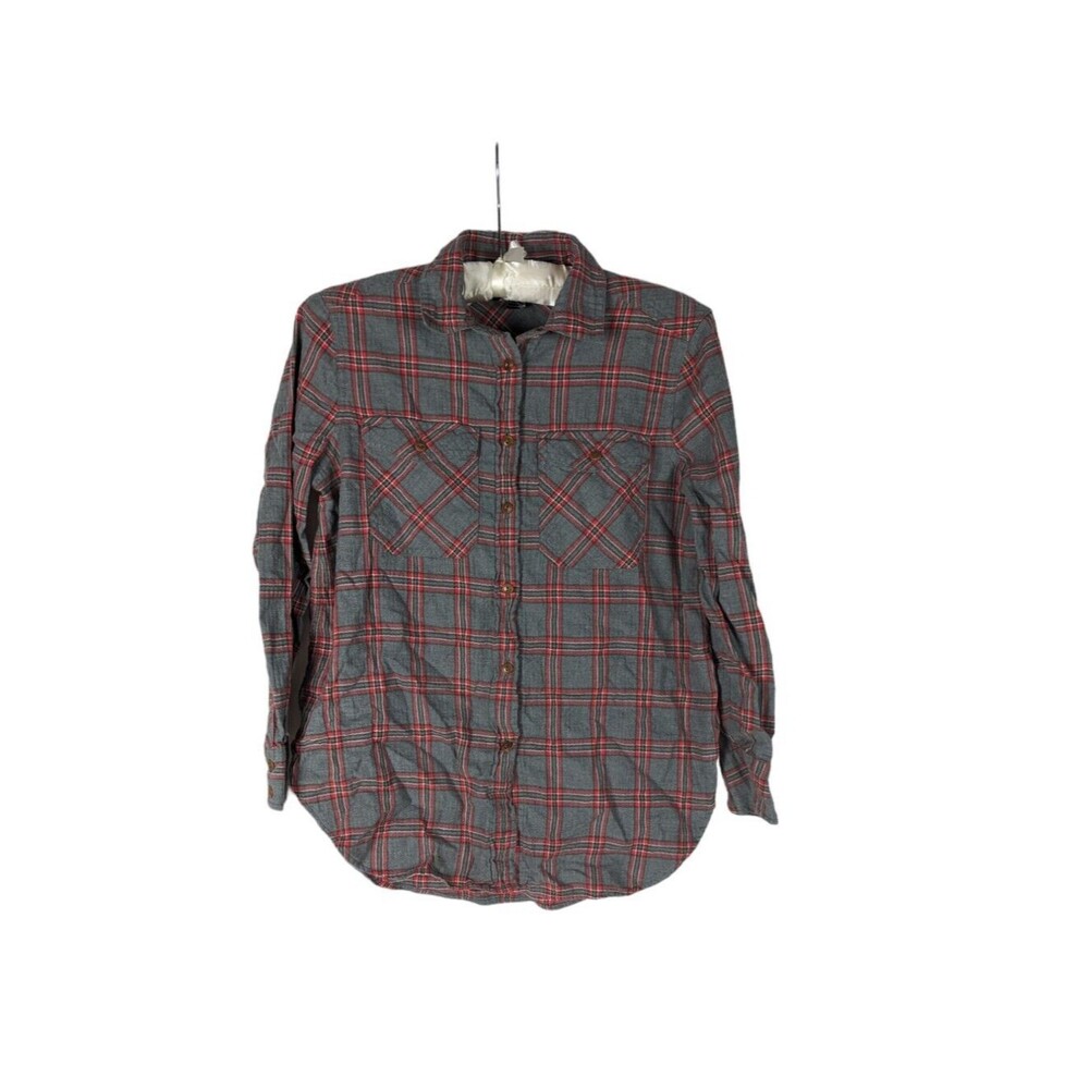 J. Crew Gray Red Plaid Long Sleeve Button-Up Shirt 2P Preppy Heritage